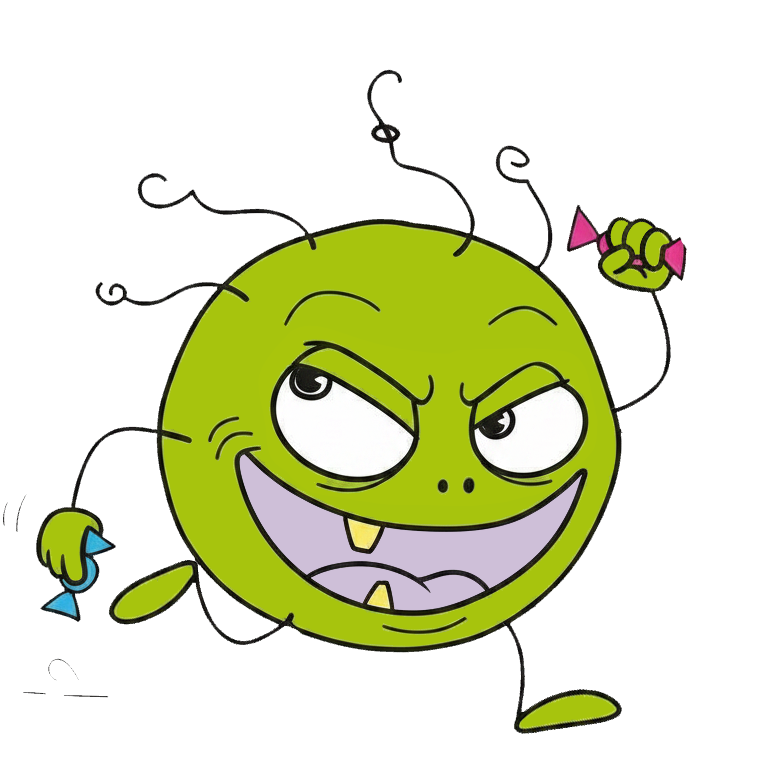 Candy Bug runs from the dentist