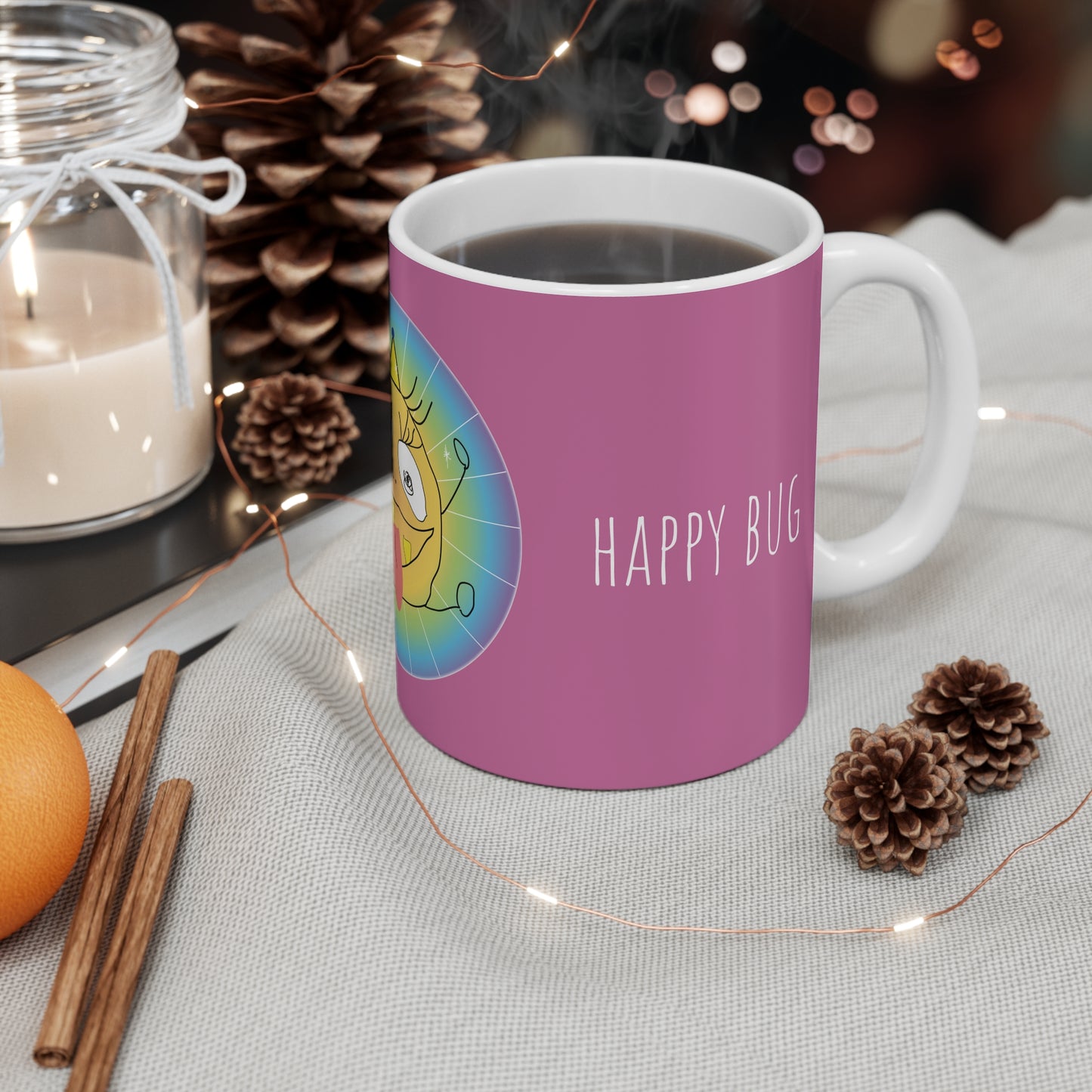 Happy Bug - Mug 11oz pink