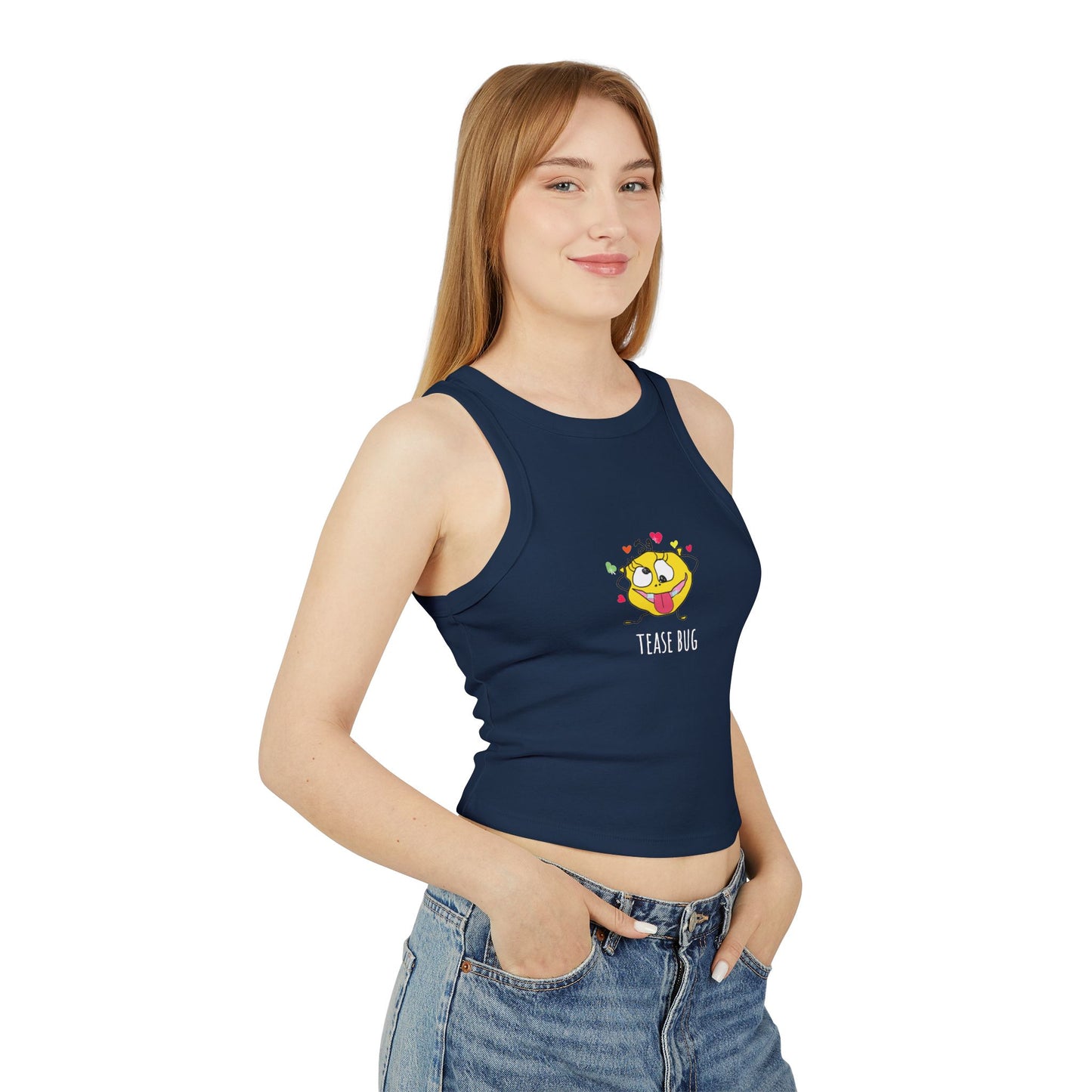 Women's Micro Rib Racer Tank Top - Tease Bug