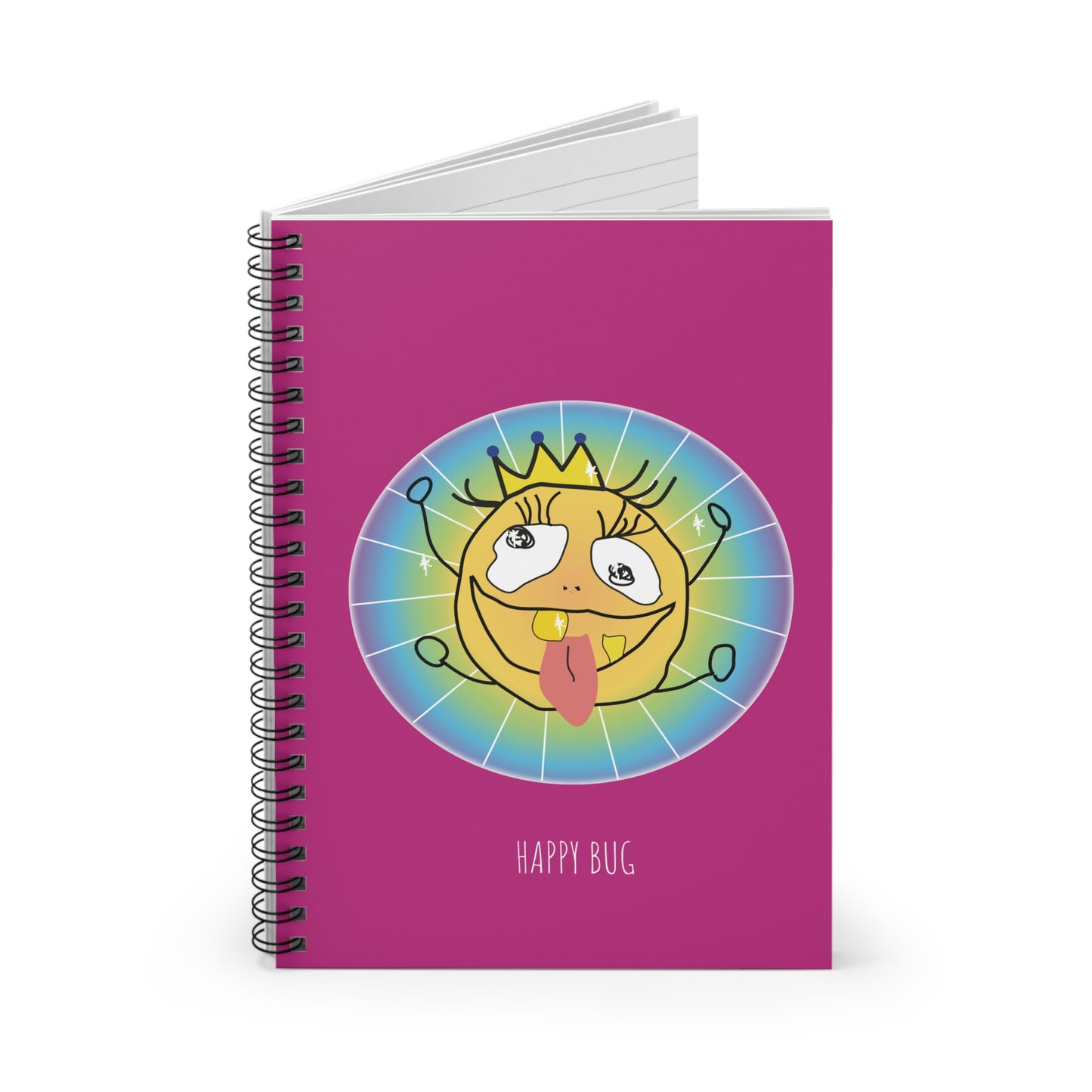 Happy Bug - Spiral Notebook - Ruled Line - Pink