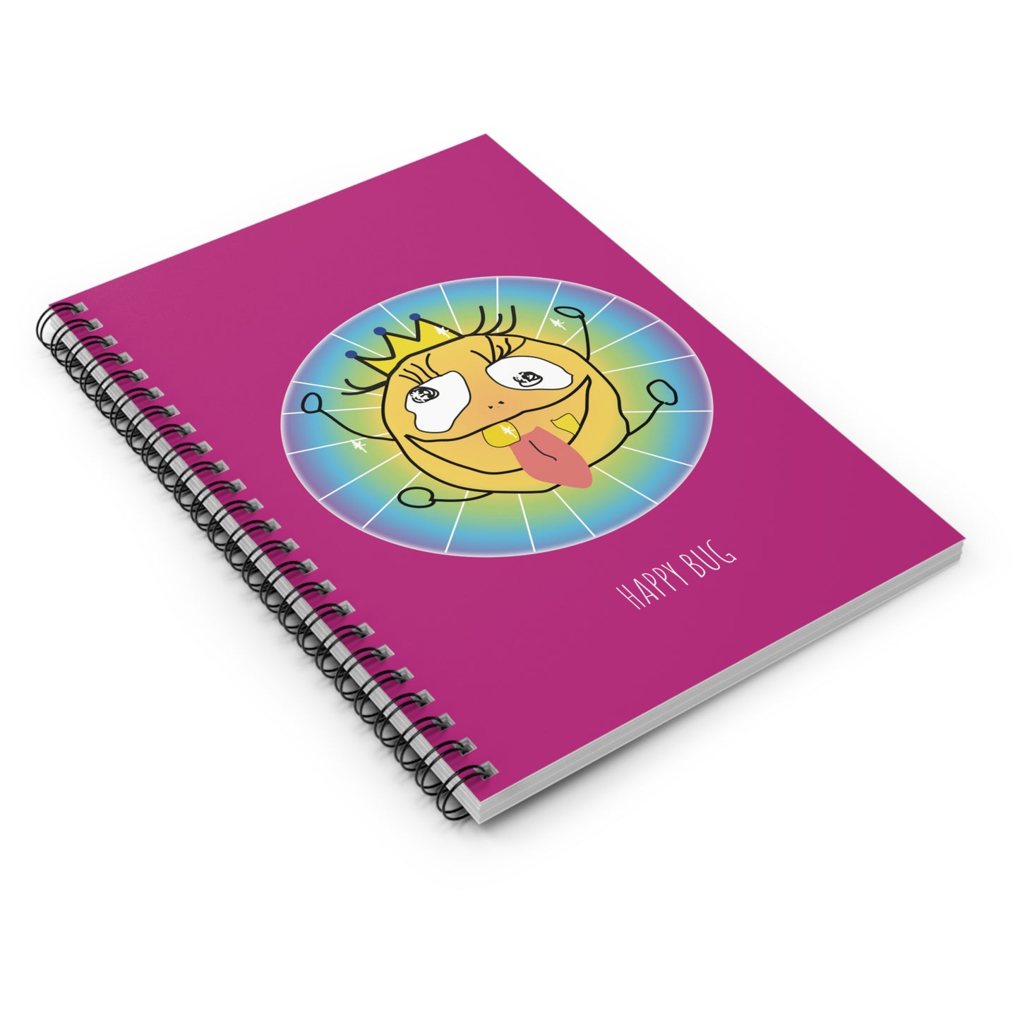 Happy Bug - Spiral Notebook - Ruled Line - Pink