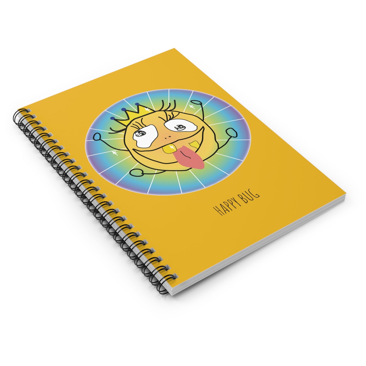 Happy Bug - Spiral Notebook - Ruled Line - Yellow