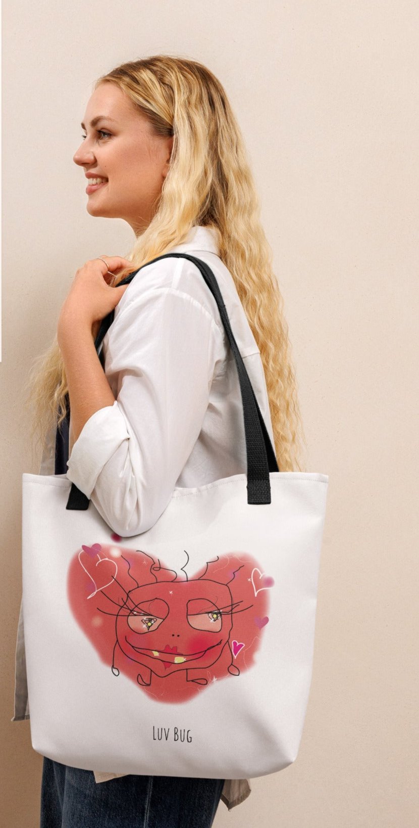 Luv Bug Tote Bag white